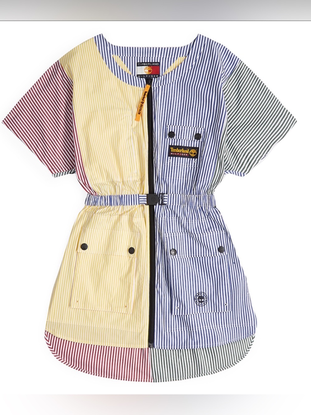 Timberland x Tommy Hilfiger Striped Colorblock Zip-Front Short Mini Dress